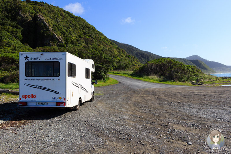 Freedom Camping in Neuseeland am Paparoa Point, nördlich von Kaikoura