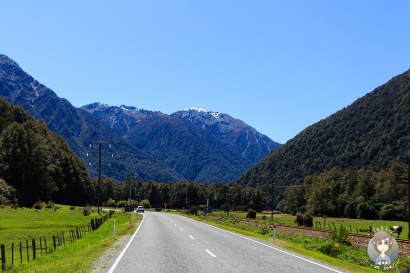 Fahrt über den Otira Highway Richtung Westküste von Neuseeland