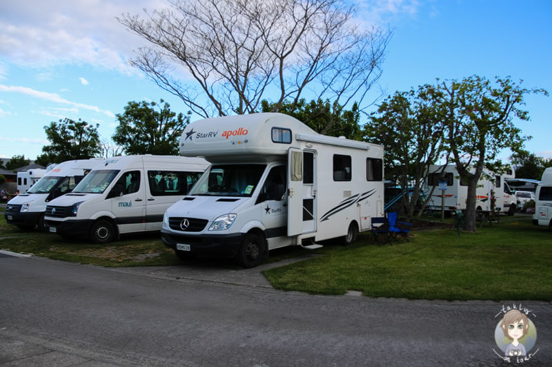 Unser Stellplatz auf dem Amber Kiwi Holiday Park in Christchurch