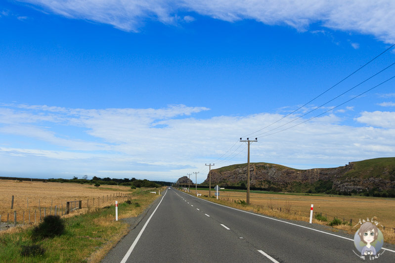 Fahrt Richtung Christchurch über die banks Peninsula in Neuseeland