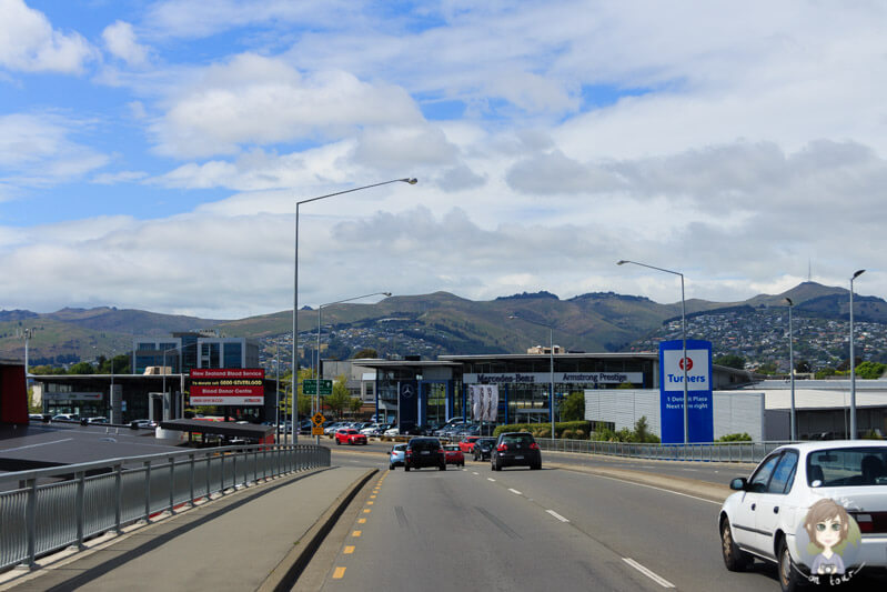 Fahrt in das Zentrum von Christchurch