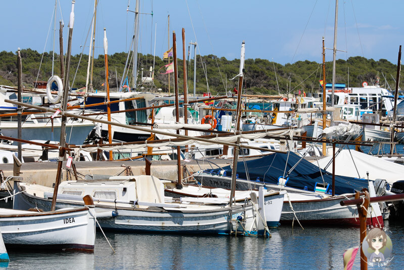 Segelboote im kleinen Hafen von Colonia de Sant Jordi auf Mallorca