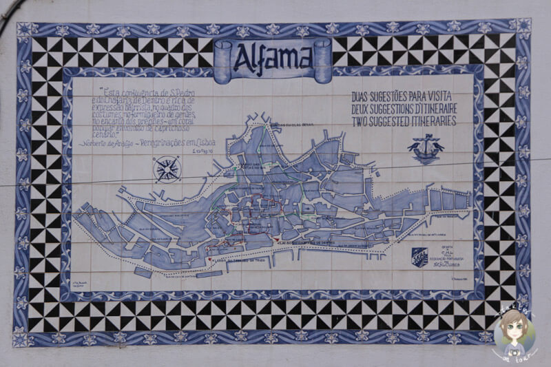 Ein Stadtplan von Alfama aus Azulejos 