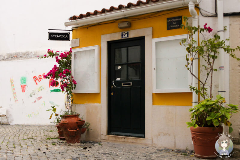 Ein Hauseingang in einer Gasse von Alfama in Lissabon