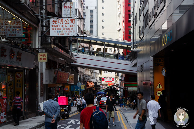 Blick auf den Central Escalator in Hong Kong Island