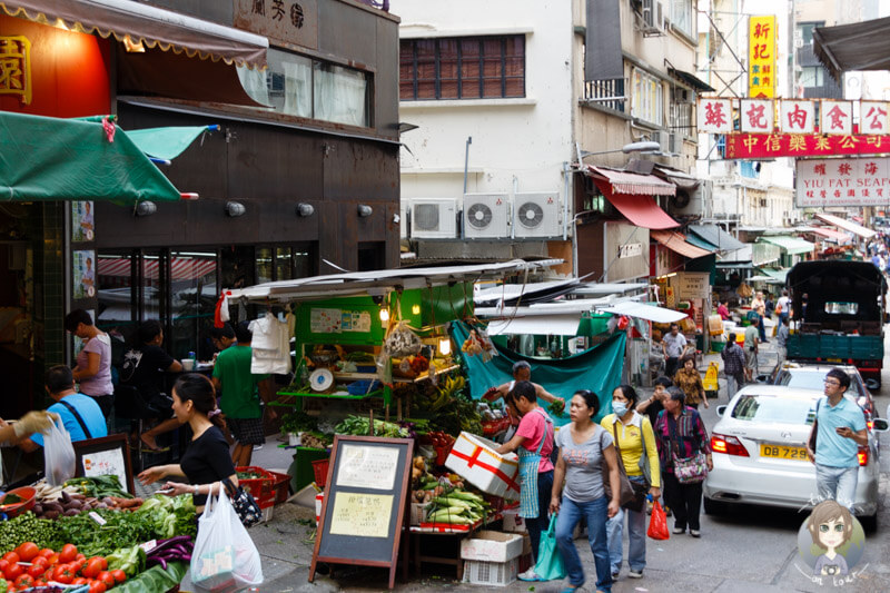 Ein Street Market in der Graham Street in Hong Kong Island