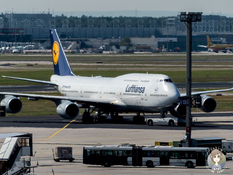 Aussichtsterrasse am Frankfurter Flughafen, Blick auf den Jumbo