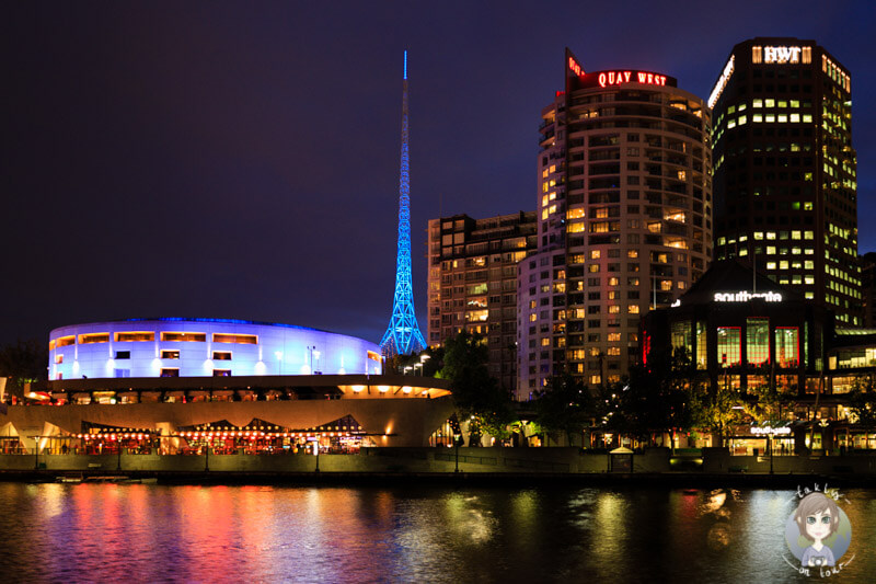 Ein Blick auf Southbank und das Arts Centre Melbourne